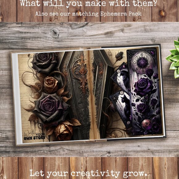 Gothic Victorian Coffin Junk Journal Paper, Haunted Vintage Ephemera, Dark Flora - Picture 6 of 6